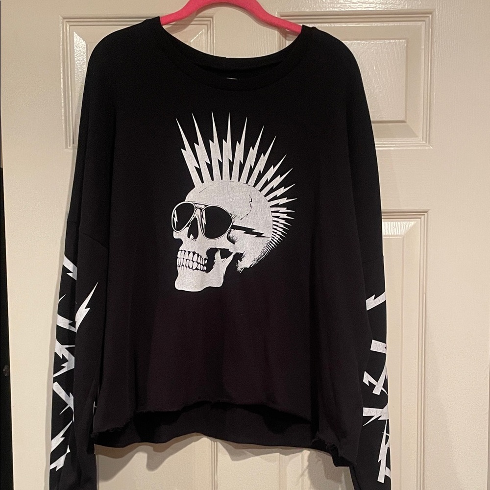 Lauren Moshi Punk Skull Sweatshirt Size XL